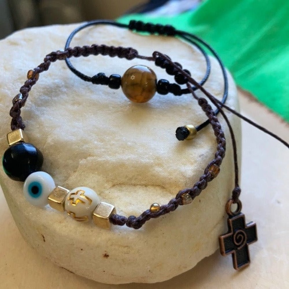 Protection obsidian evileye  bracelet